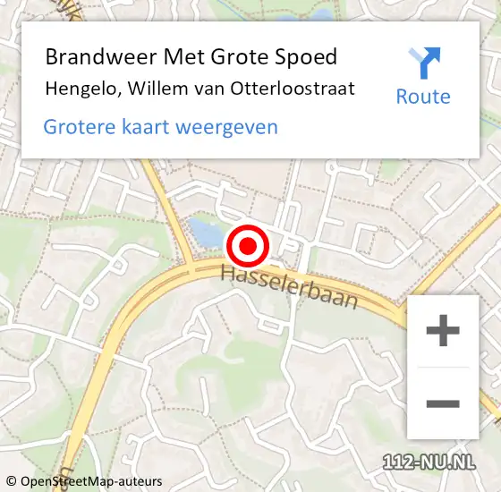 Locatie op kaart van de 112 melding: Brandweer Met Grote Spoed Naar Hengelo, Willem van Otterloostraat op 24 mei 2022 11:18