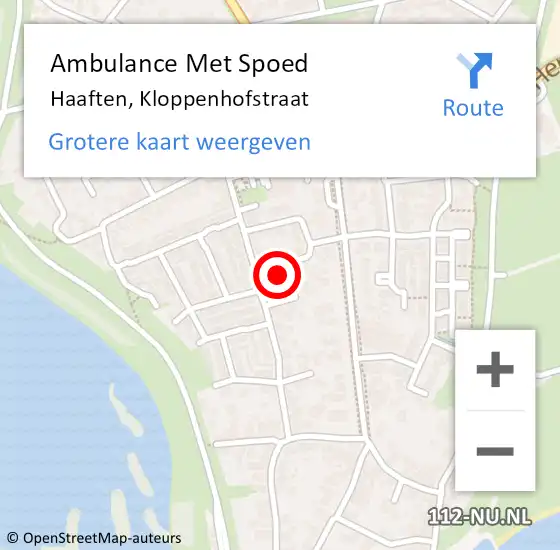 Locatie op kaart van de 112 melding: Ambulance Met Spoed Naar Haaften, Kloppenhofstraat op 24 mei 2022 11:25