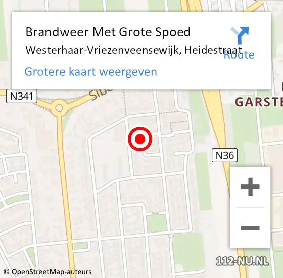 Locatie op kaart van de 112 melding: Brandweer Met Grote Spoed Naar Westerhaar-Vriezenveensewijk, Heidestraat op 24 mei 2022 11:28