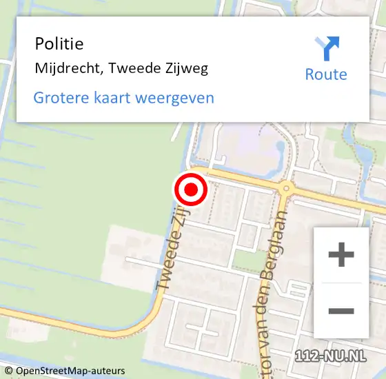 Locatie op kaart van de 112 melding: Politie Mijdrecht, Tweede Zijweg op 24 mei 2022 11:30