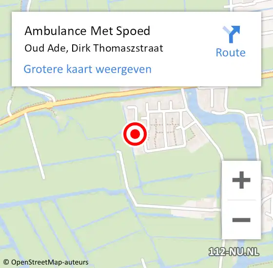 Locatie op kaart van de 112 melding: Ambulance Met Spoed Naar Oud Ade, Dirk Thomaszstraat op 24 mei 2022 11:33
