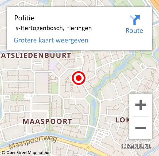 Locatie op kaart van de 112 melding: Politie 's-Hertogenbosch, Fleringen op 24 mei 2022 11:44