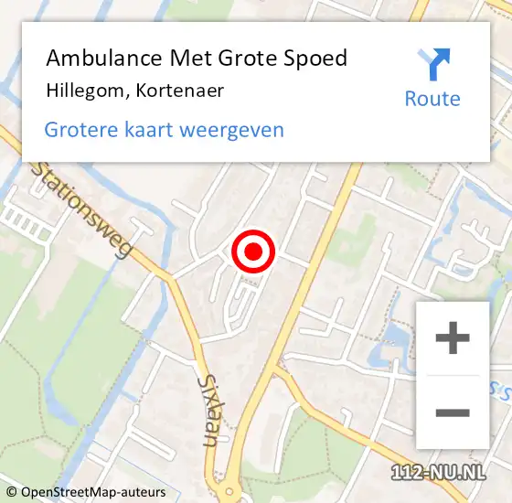 Locatie op kaart van de 112 melding: Ambulance Met Grote Spoed Naar Hillegom, Kortenaer op 24 mei 2022 11:49