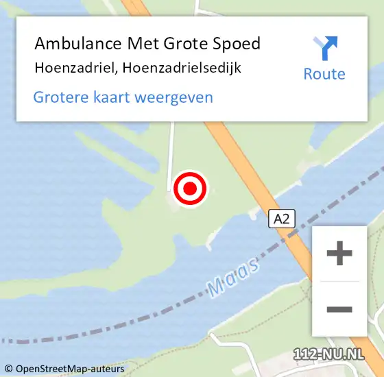 Locatie op kaart van de 112 melding: Ambulance Met Grote Spoed Naar Hoenzadriel, Hoenzadrielsedijk op 24 mei 2022 11:57