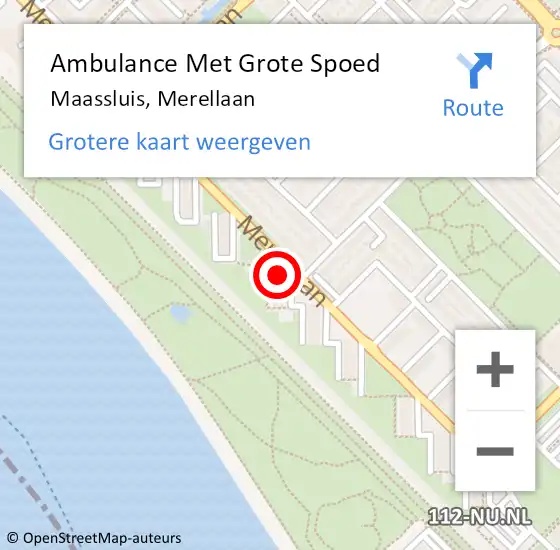 Locatie op kaart van de 112 melding: Ambulance Met Grote Spoed Naar Maassluis, Merellaan op 24 mei 2022 12:02