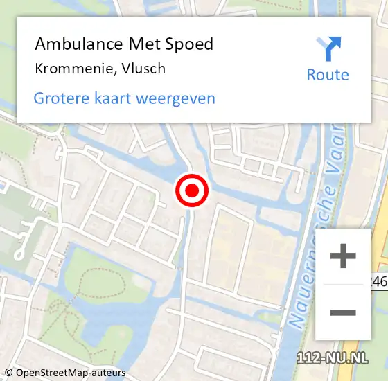 Locatie op kaart van de 112 melding: Ambulance Met Spoed Naar Krommenie, Vlusch op 24 mei 2022 12:20