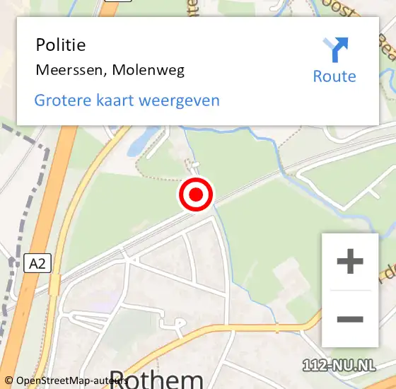 Locatie op kaart van de 112 melding: Politie Meerssen, Molenweg op 24 mei 2022 12:43