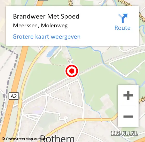 Locatie op kaart van de 112 melding: Brandweer Met Spoed Naar Meerssen, Molenweg op 24 mei 2022 12:43