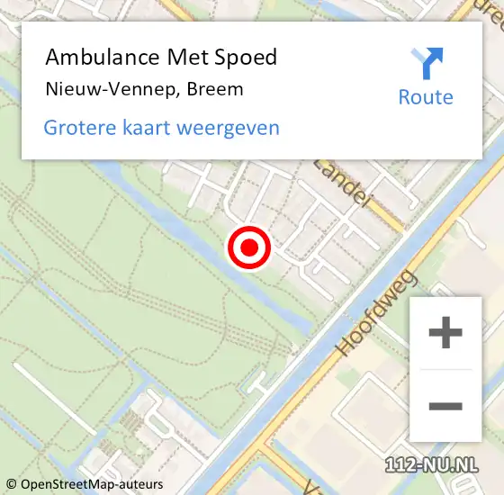 Locatie op kaart van de 112 melding: Ambulance Met Spoed Naar Nieuw-Vennep, Breem op 24 mei 2022 12:59