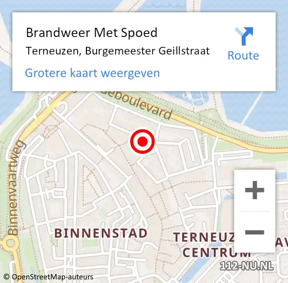 Locatie op kaart van de 112 melding: Brandweer Met Spoed Naar Terneuzen, Burgemeester Geillstraat op 24 mei 2022 13:07