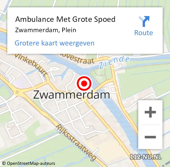 Locatie op kaart van de 112 melding: Ambulance Met Grote Spoed Naar Zwammerdam, Plein op 24 mei 2022 13:13