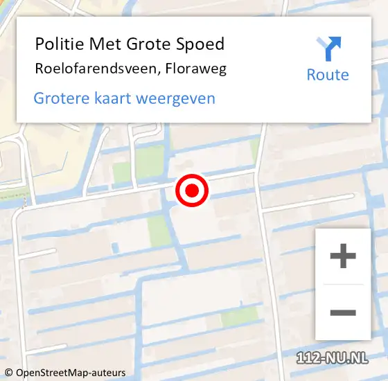 Locatie op kaart van de 112 melding: Politie Met Grote Spoed Naar Roelofarendsveen, Floraweg op 24 mei 2022 13:20