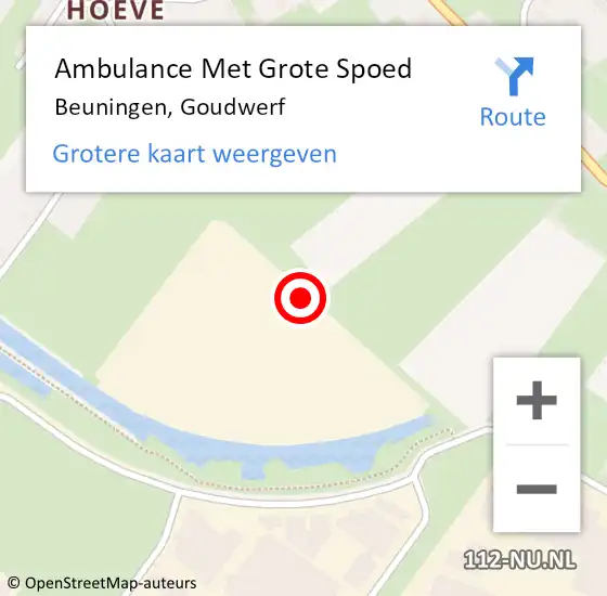 Locatie op kaart van de 112 melding: Ambulance Met Grote Spoed Naar Beuningen, Goudwerf op 24 mei 2022 13:41