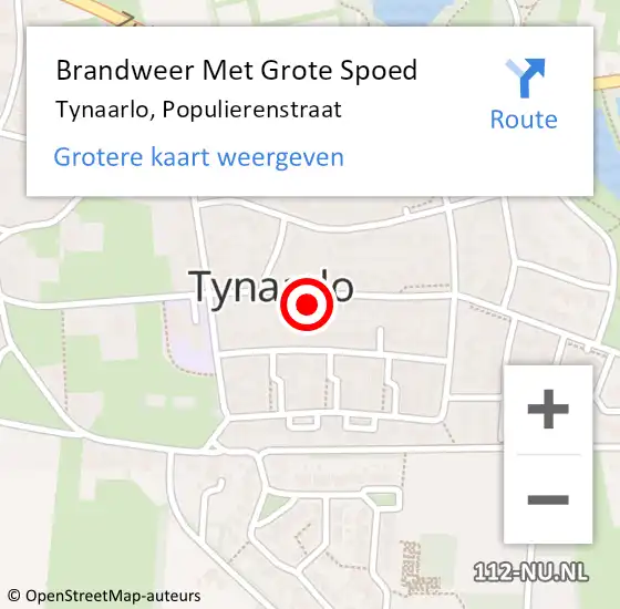 Locatie op kaart van de 112 melding: Brandweer Met Grote Spoed Naar Tynaarlo, Populierenstraat op 24 mei 2022 13:42