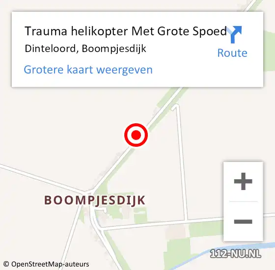 Locatie op kaart van de 112 melding: Trauma helikopter Met Grote Spoed Naar Dinteloord, Boompjesdijk op 24 mei 2022 13:58