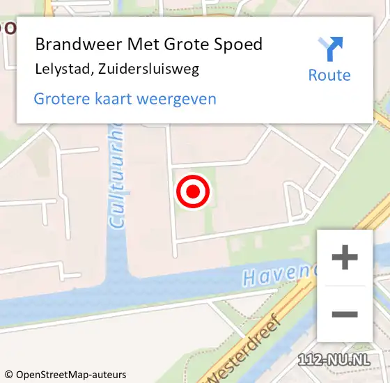 Locatie op kaart van de 112 melding: Brandweer Met Grote Spoed Naar Lelystad, Zuidersluisweg op 24 mei 2022 14:01