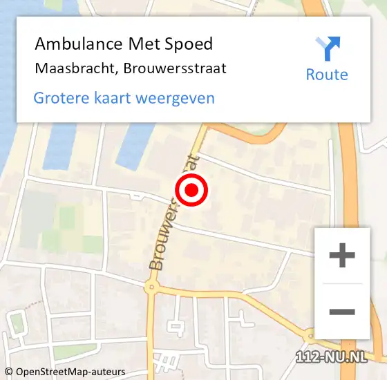 Locatie op kaart van de 112 melding: Ambulance Met Spoed Naar Maasbracht, Brouwersstraat op 24 mei 2022 14:28