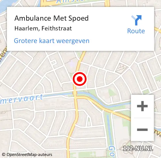 Locatie op kaart van de 112 melding: Ambulance Met Spoed Naar Haarlem, Feithstraat op 24 mei 2022 14:29