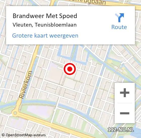 Locatie op kaart van de 112 melding: Brandweer Met Spoed Naar Vleuten, Teunisbloemlaan op 24 mei 2022 14:36