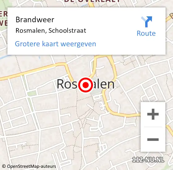 Locatie op kaart van de 112 melding: Brandweer Rosmalen, Schoolstraat op 24 mei 2022 14:40