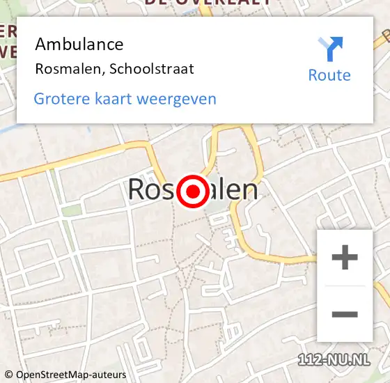 Locatie op kaart van de 112 melding: Ambulance Rosmalen, Schoolstraat op 24 mei 2022 14:40