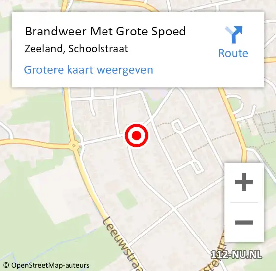 Locatie op kaart van de 112 melding: Brandweer Met Grote Spoed Naar Zeeland, Schoolstraat op 24 mei 2022 14:41