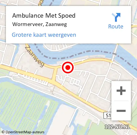 Locatie op kaart van de 112 melding: Ambulance Met Spoed Naar Wormerveer, Zaanweg op 24 mei 2022 14:42