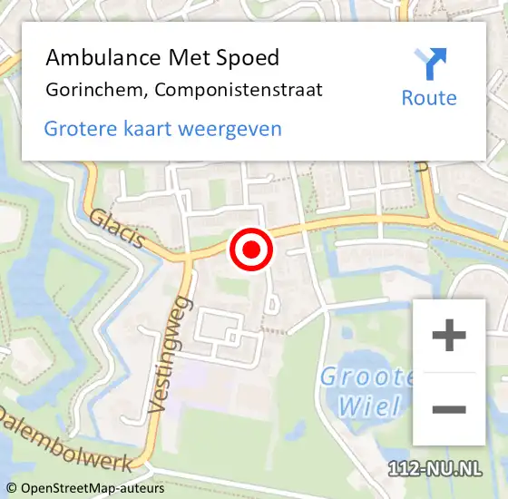 Locatie op kaart van de 112 melding: Ambulance Met Spoed Naar Gorinchem, Componistenstraat op 24 mei 2022 14:49