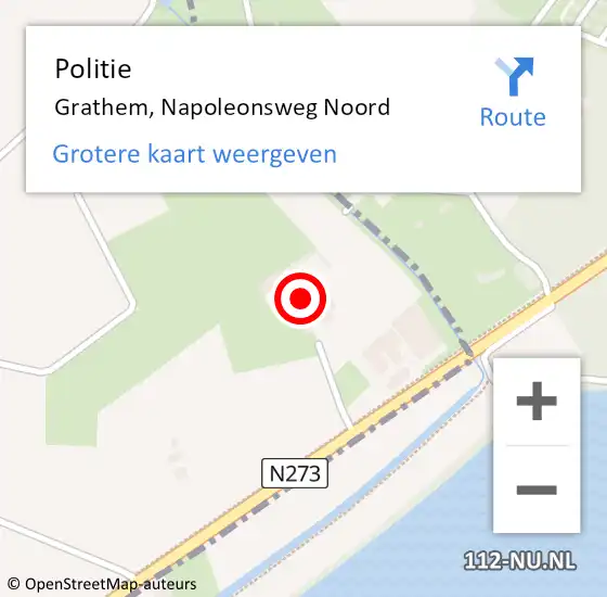 Locatie op kaart van de 112 melding: Politie Grathem, Napoleonsweg Noord op 24 mei 2022 14:51