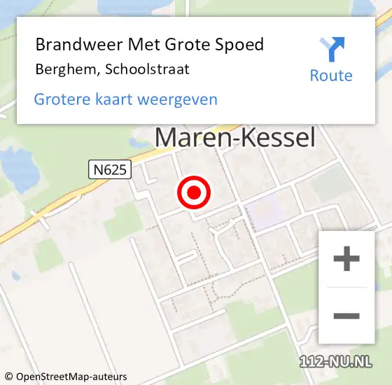 Locatie op kaart van de 112 melding: Brandweer Met Grote Spoed Naar Berghem, Schoolstraat op 24 mei 2022 15:17