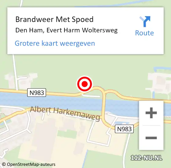 Locatie op kaart van de 112 melding: Brandweer Met Spoed Naar Den Ham, Evert Harm Woltersweg op 24 mei 2022 15:25
