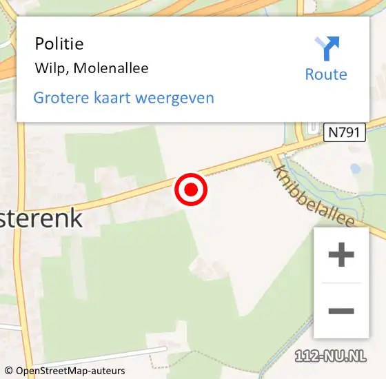 Locatie op kaart van de 112 melding: Politie Wilp, Molenallee op 24 mei 2022 15:34