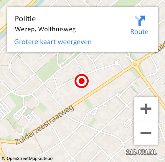 Locatie op kaart van de 112 melding: Politie Wezep, Wolthuisweg op 24 mei 2022 15:37