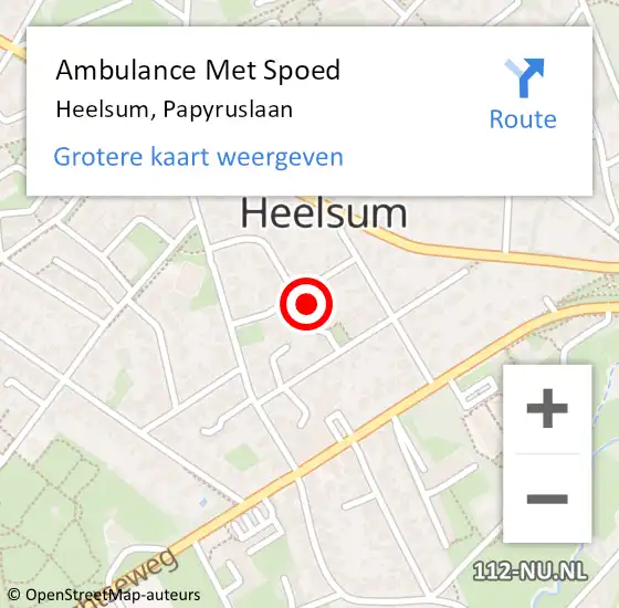 Locatie op kaart van de 112 melding: Ambulance Met Spoed Naar Heelsum, Papyruslaan op 24 mei 2022 15:38