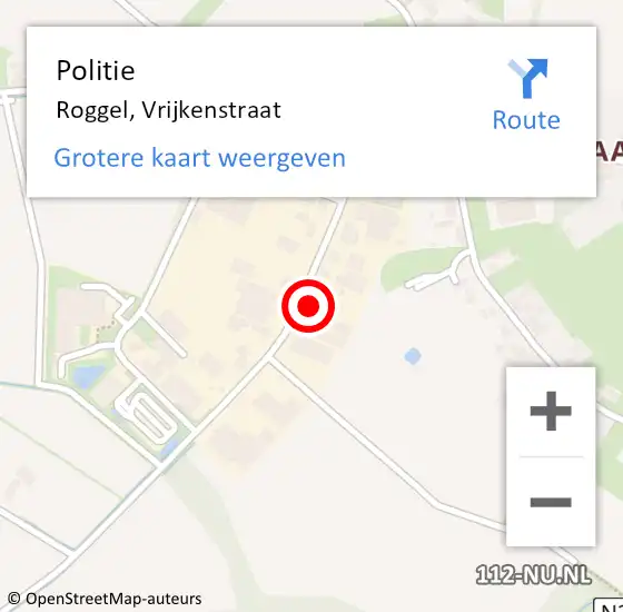 Locatie op kaart van de 112 melding: Politie Roggel, Vrijkenstraat op 24 mei 2022 15:47