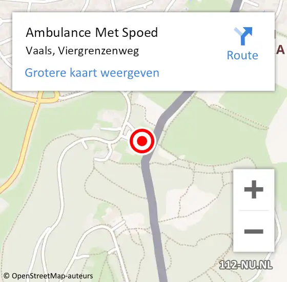 Locatie op kaart van de 112 melding: Ambulance Met Spoed Naar Vaals, Viergrenzenweg op 24 mei 2022 15:48