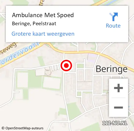 Locatie op kaart van de 112 melding: Ambulance Met Spoed Naar Beringe, Peelstraat op 18 juli 2014 10:22