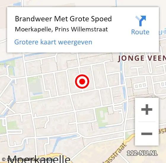 Locatie op kaart van de 112 melding: Brandweer Met Grote Spoed Naar Moerkapelle, Prins Willemstraat op 24 mei 2022 16:16