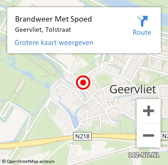 Locatie op kaart van de 112 melding: Brandweer Met Spoed Naar Geervliet, Tolstraat op 24 mei 2022 16:31