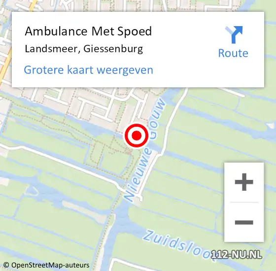 Locatie op kaart van de 112 melding: Ambulance Met Spoed Naar Landsmeer, Giessenburg op 24 mei 2022 16:42