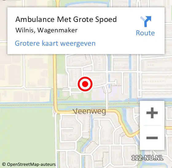 Locatie op kaart van de 112 melding: Ambulance Met Grote Spoed Naar Wilnis, Wagenmaker op 24 mei 2022 16:44
