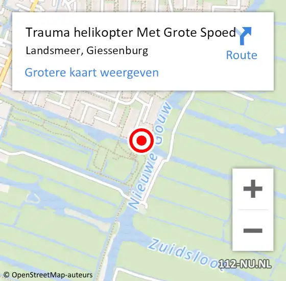 Locatie op kaart van de 112 melding: Trauma helikopter Met Grote Spoed Naar Landsmeer, Giessenburg op 24 mei 2022 16:46