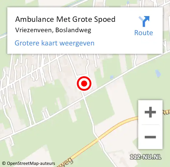 Locatie op kaart van de 112 melding: Ambulance Met Grote Spoed Naar Vriezenveen, Boslandweg op 24 mei 2022 17:04