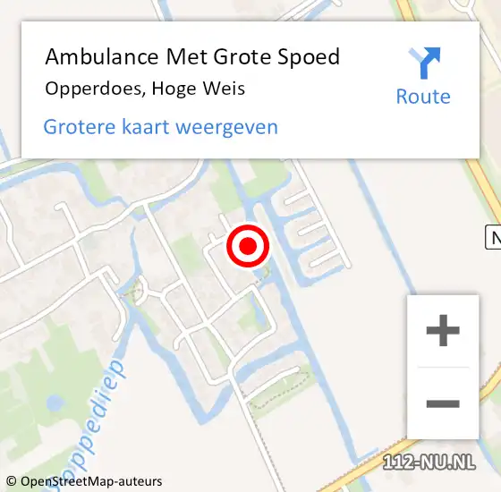 Locatie op kaart van de 112 melding: Ambulance Met Grote Spoed Naar Opperdoes, Hoge Weis op 24 mei 2022 17:09
