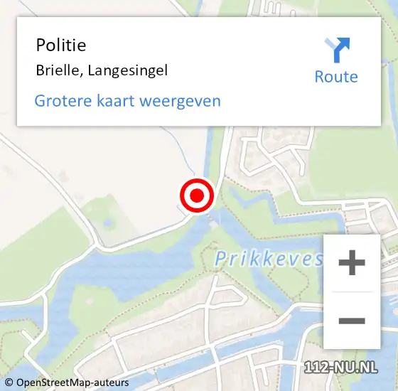 Locatie op kaart van de 112 melding: Politie Brielle, Langesingel op 24 mei 2022 17:12