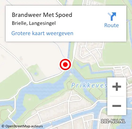 Locatie op kaart van de 112 melding: Brandweer Met Spoed Naar Brielle, Langesingel op 24 mei 2022 17:13