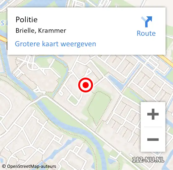 Locatie op kaart van de 112 melding: Politie Brielle, Krammer op 24 mei 2022 17:14