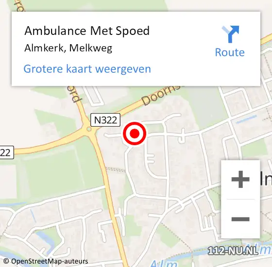 Locatie op kaart van de 112 melding: Ambulance Met Spoed Naar Almkerk, Melkweg op 24 mei 2022 17:23