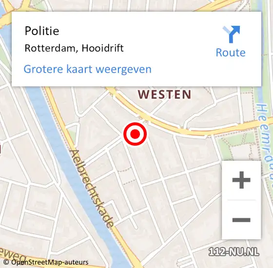 Locatie op kaart van de 112 melding: Politie Rotterdam, Hooidrift op 24 mei 2022 17:30