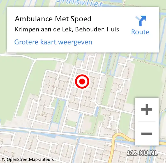 Locatie op kaart van de 112 melding: Ambulance Met Spoed Naar Krimpen aan de Lek, Behouden Huis op 24 mei 2022 17:31